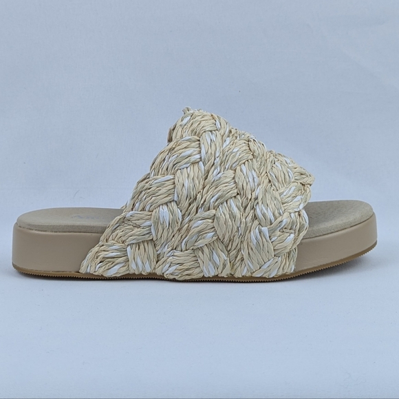 Antelope Bray Raffia Slide Sandal Leather Lining Natural EU39 8-8.5 NWOB - Picture 5 of 14